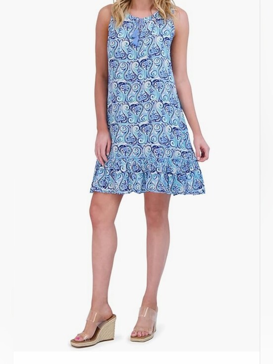 Stella Parker Dresses & Skirts - Stella Parker Blue Paisley Print Sleeveless Resort Vacation Mini Dress XL